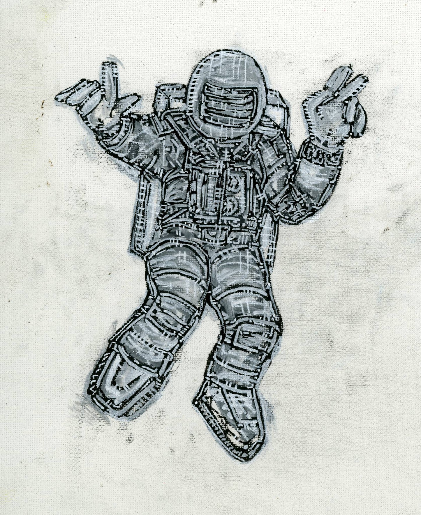 Astronaut Black & White — psychedelic art print by Cory Austin Lowe
