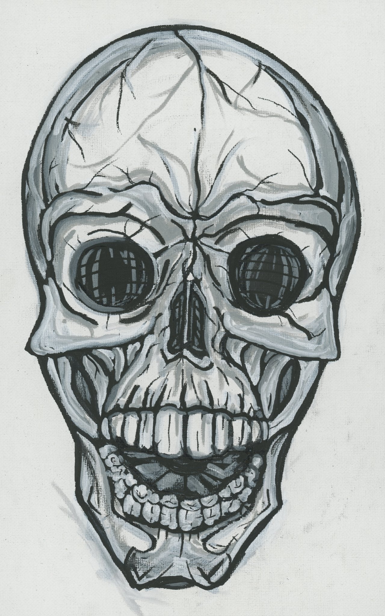 B&W Skull Ink — psychedelic art print by Cory Austin Lowe