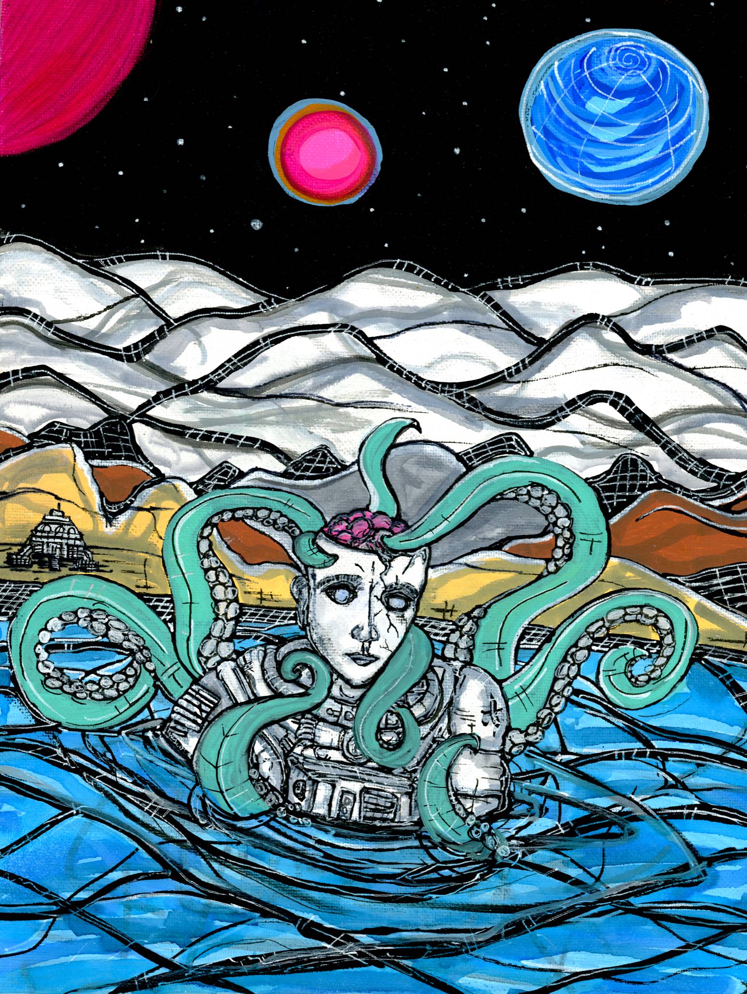 Astro Octo — psychedelic art print by Cory Austin Lowe