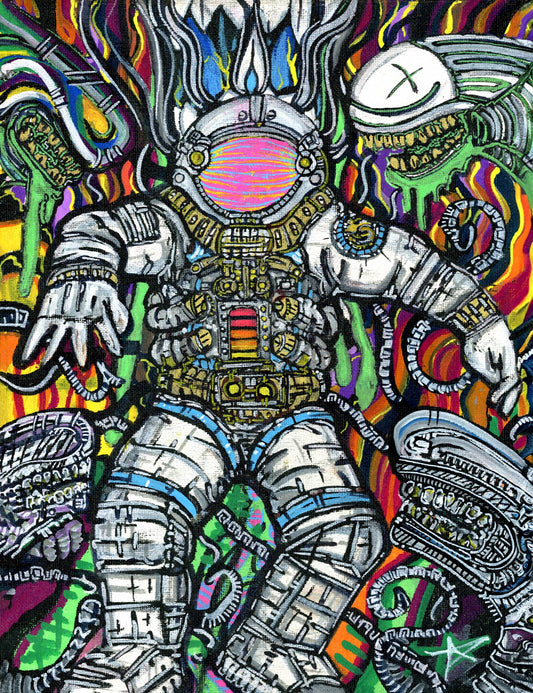 Astronaut Bad Trip — psychedelic art print by Cory Austin Lowe