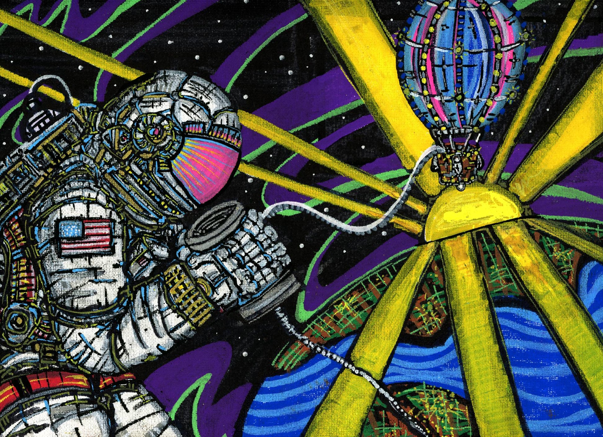 Astronaut Tin Can — psychedelic art print by Cory Austin Lowe