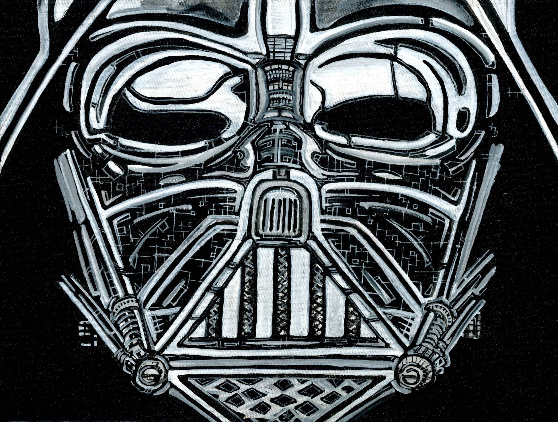 Darth Vader B&W — psychedelic art print by Cory Austin Lowe