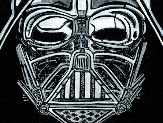 Darth Vader B&W — psychedelic art print by Cory Austin Lowe