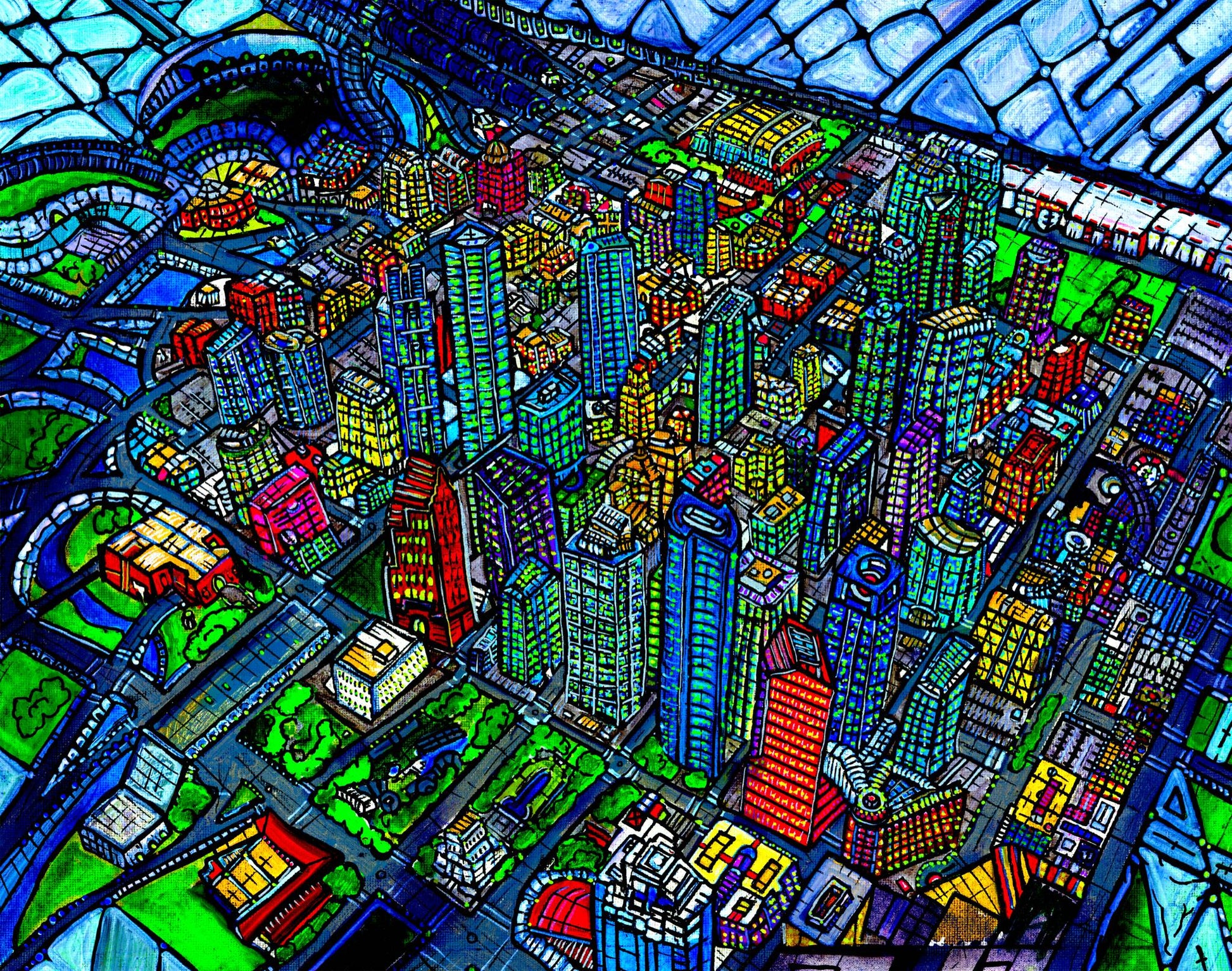 Houston City Map — psychedelic art print by Cory Austin Lowe