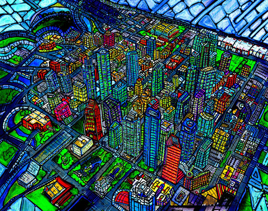 Houston City Map — psychedelic art print by Cory Austin Lowe