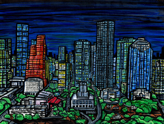 Houston Skyline — psychedelic art print by Cory Austin Lowe
