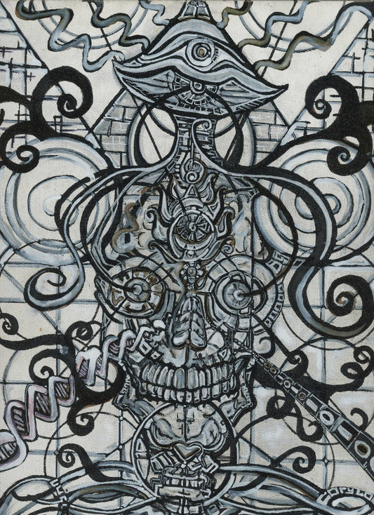 Mushroom Skull B&W — psychedelic art print by Cory Austin Lowe